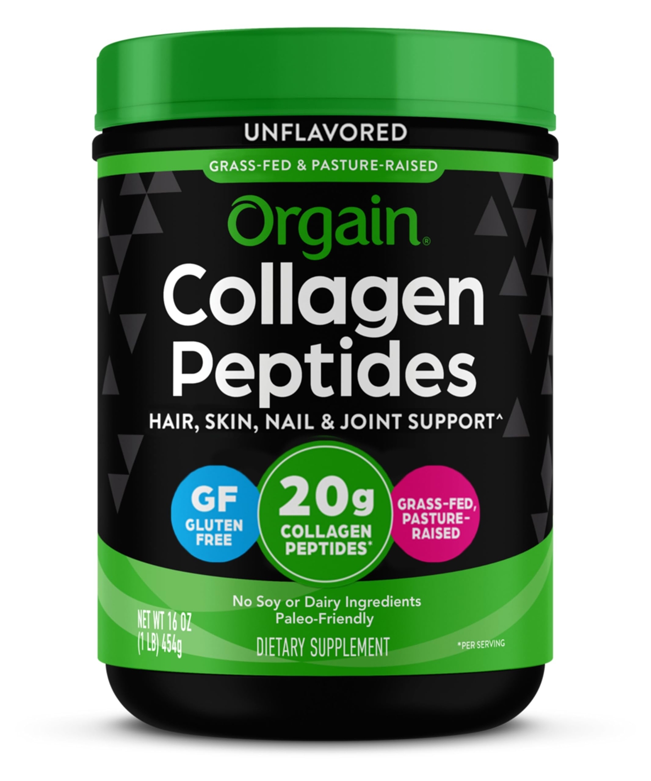 Hydrolyzed Collagen Peptides For Women & Men, 20g Grass Fed Collagen, Unflavo...