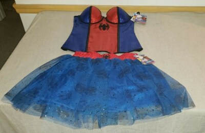 MARVEL SPIDER GIRL 2 PC ADULT COSTUME SEQUINED BUSTIER & TULLE TUTU NWT