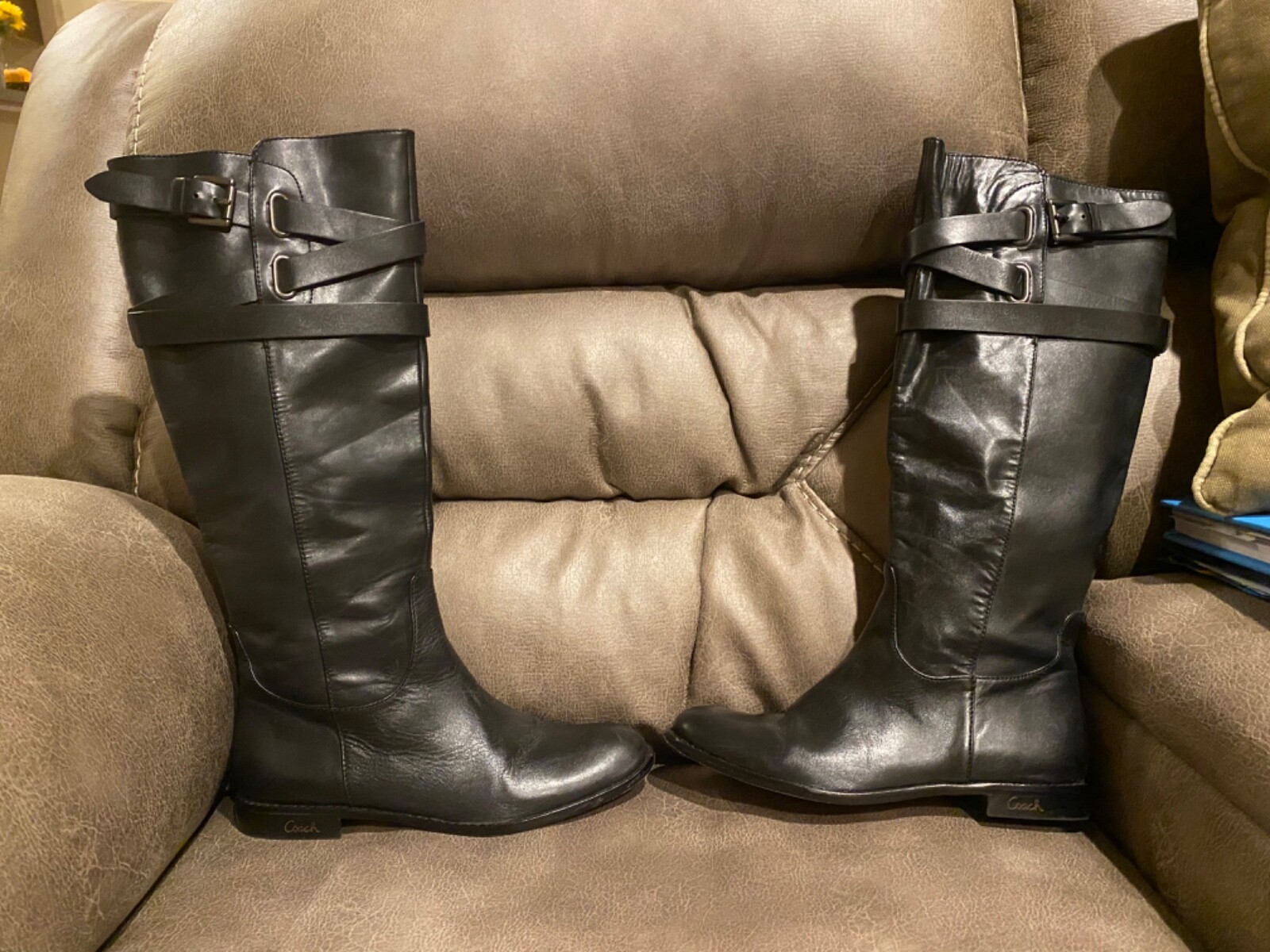 Coach brand genuine leather, knee high boots. Black. … Gem