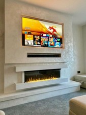2026 60 INCH LED FLAMES WHITE MANTEL GLASS TRUFLAME™  WALL MOUNTED ELECTRIC FIRE