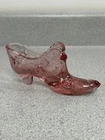 Vintage Fenton Art Glass Dusty Rose Pink Cabbage Rose Shoe /Slipper