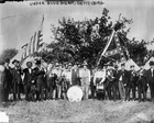 New 8x10 Civil War Photo: Veterans with Flags of Blue & Gray, Gettysburg Reunion