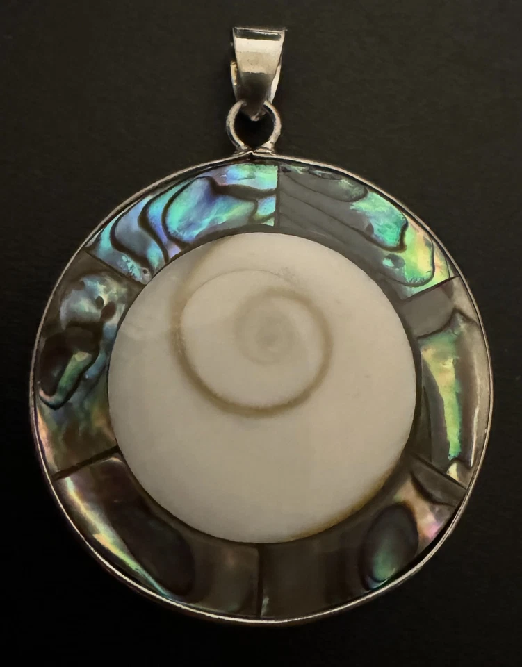 Круглая платиновая пластина с подвеской из абалона Paua SHIVA 1,24 дюйма (31,5 мм) - Изображение 2 из 4
