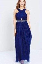 LITTLE MISTRESS NAVY EMBELLISHED WAIST MAXI PARTY DRESS Christmas / NYE