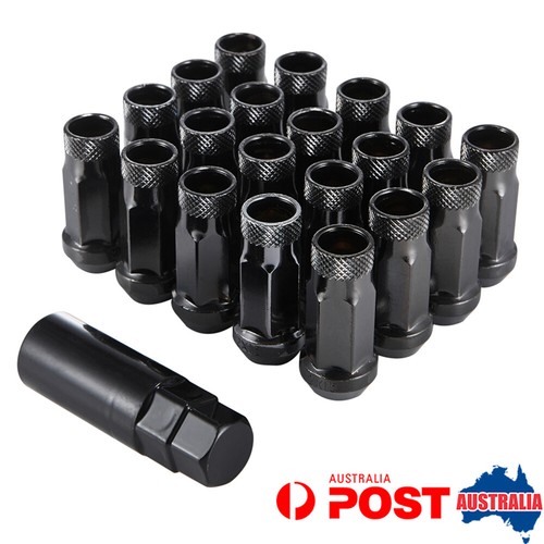 20Pcs M12x1.5mm Extended Steel Wheel Rim Tuner Lug Nuts 48mm BK For Toyota Mazda - Picture 1 of 5