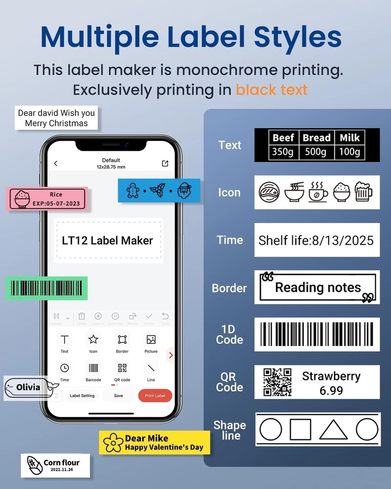 Portable Inkless Label Maker Machine with Keyboard and Tape Portable Inkless Label Maker Machine with Keyboard and Tape