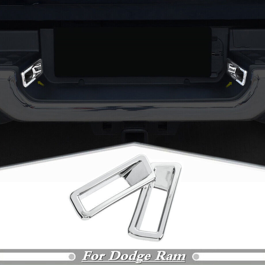 For Dodge RAM 1500 Chrome Car Rear License Plate Lamp Light Cover Trim 2019-2024