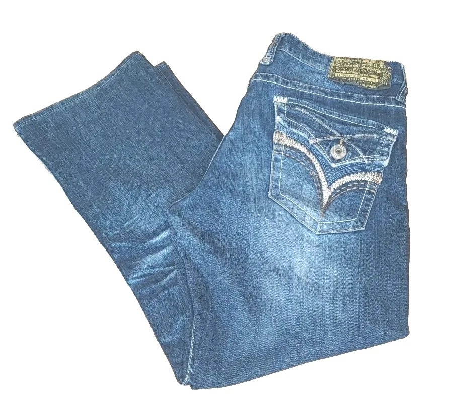 Женские укороченные джинсы с пряжкой Salvage Supply LA X размер 12/32 цвет Mayhem Blue Denim с заниженной талией - Изображение 2 из 4