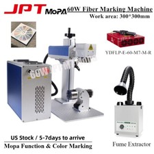 60W JPT M7 Mopa Color Marking 300*300mm Fiber Laser Machine & Fume Extractor US