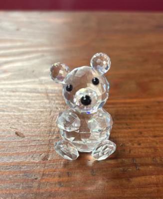 SWAROVSKI CRYSTAL TEDDY BEAR FIGURINE ~BLACK EYES & NOSE