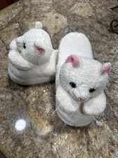 Terry Cloth Cat Slippers Women  s Size 7/8 Medium Slides Kitty Mom House Shoes