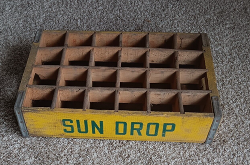 Vtg Sun Drop Cola Wood Crate- Orange Crush Bottling Co