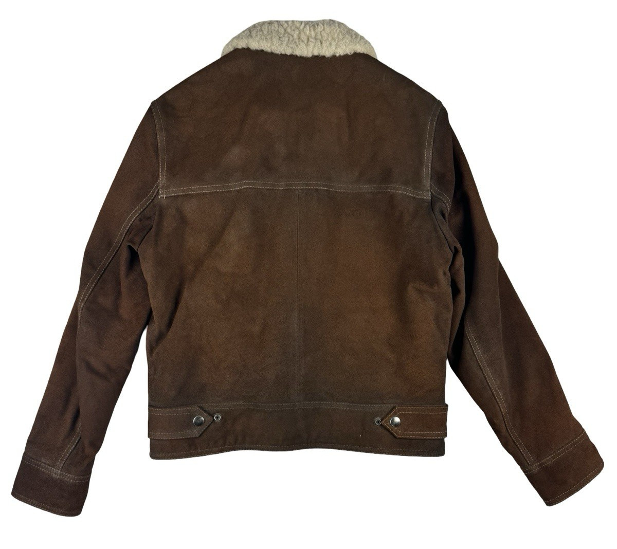 Sandro Suede Leather Shearling Lined Jacket Brown Size M image 2
