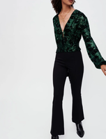 Maje Bluse GrüN Pailletten Gr. 36 S Damen Cropped V-Ausschnitt MFPTO00799