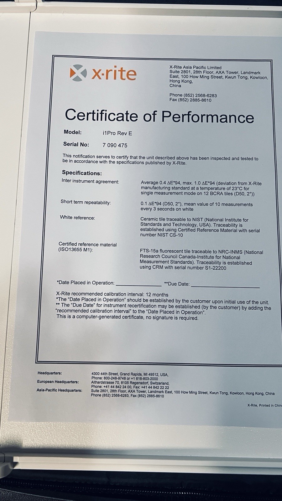 EFI  x-rite ES-2000 Brand New Seald