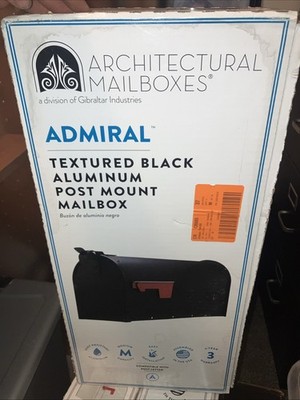 Post Mount Mailbox Admiral Textured Black Medium Aluminum Corrosion Resistant