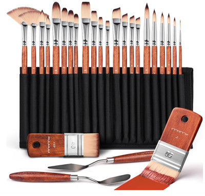 Fuumuui 26 Stück Pinsel, Profi Acrylpinsel Set M