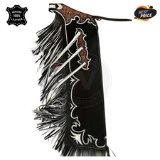Handmade Leather Rodeo Chaps – Western Cowboy Bull Riding Fringe Gear Custom