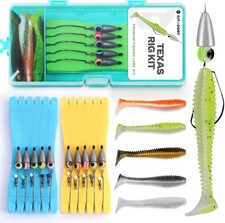 10PC 1/4oz Texas Rig Kit Paddle Tail Swimbaits and Reusable Bait Rig Keeper Case