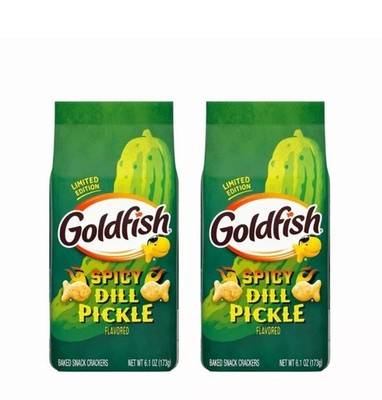 2 × Goldfish SPICY DILL PICKLE Snack Crackers Limited Edition New Set Lot READ