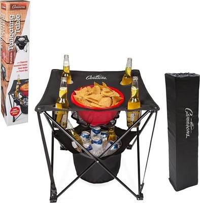 Collapsible Tailgating Table - Camping Table w Cooler, Food Basket & Travel Bag