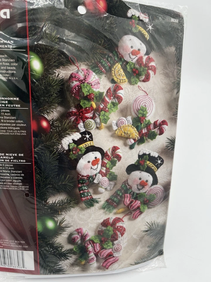 Kit Adornos Fieltro Bucilla 86308 "CANDY BASTON SNOWMAN" (6) Desde 2011 Navidad Foto 4 de 4