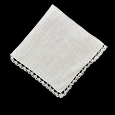 Hand Tatted Heirloom Wedding Handkerchief Vintage Lace Bride Cottage Core Dainty