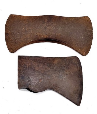 Antique Axe Head Lot Of 2 Early Salvaged Primitive Hatchet / Axe Heads