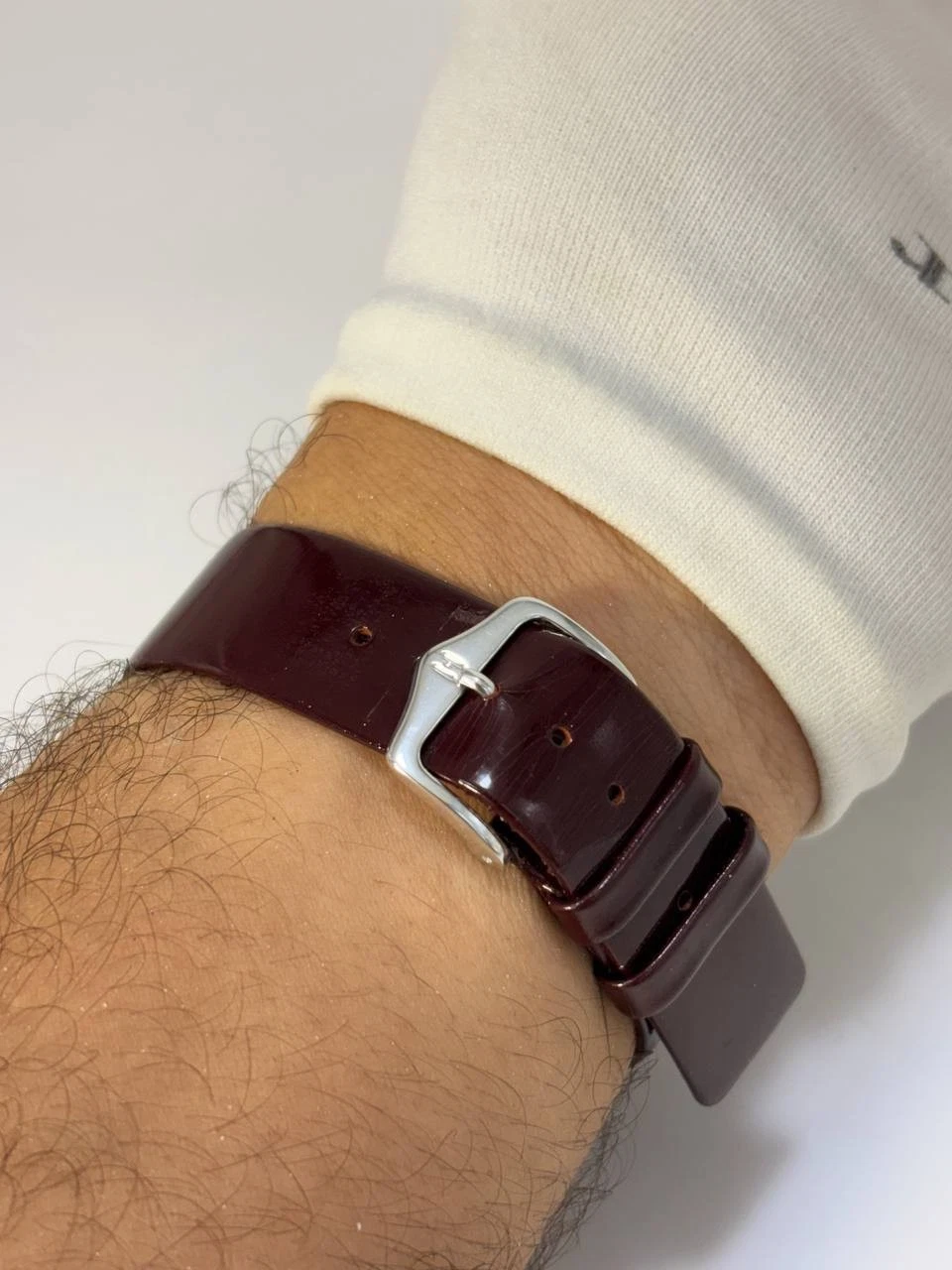 Vintage 1970s Agon Swiss Burgundy Dial TV Case Manual Wind Watch 31x37mm Tank image 14