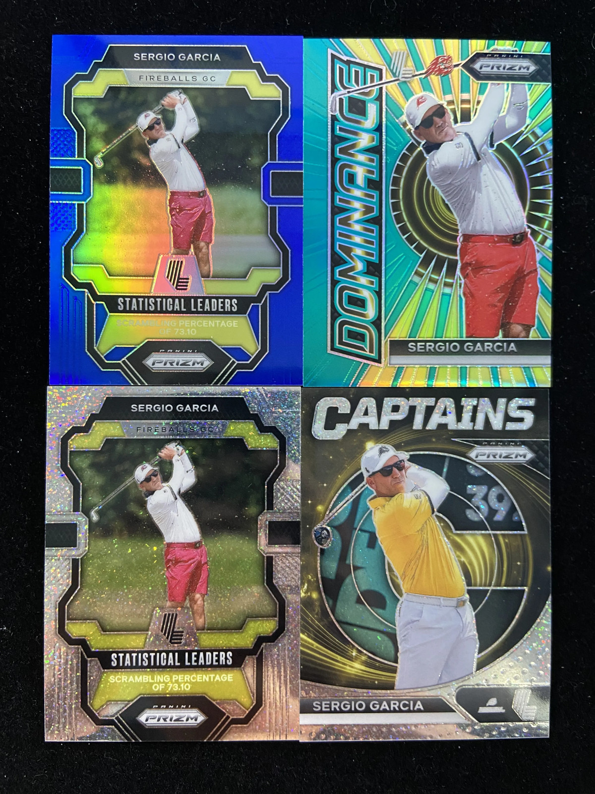 2024 Prizm LIV Golf Sergio Garcia Fireballs /99 LOT of 4 Statistical Leaders KM029