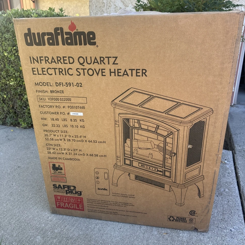 Duraflame Chimenea Eléctrica Independiente Estufa Calentador con Control Remoto DFI-591-02 Foto 2 de 4