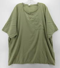VINTAGE Shirt Men XL Green Rayon Henley Baggy Boxy Pocket 80s USA Made Safari