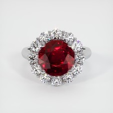 Madagascar Round Red Ruby Platinum 950 Ring 4.28CT