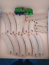 Vintage Thomas Friends Double-sided Wooden Tracks And GWR Engine With Tender 3