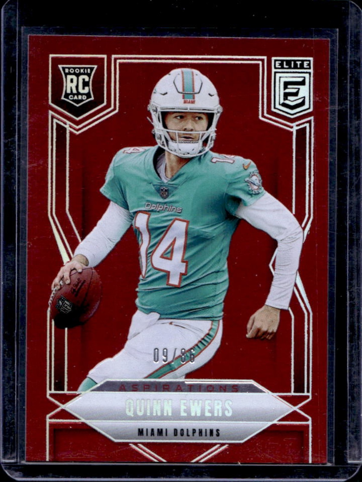 2025 Donruss Elite Quinn Ewers Rookies RC Aspirations Red #9/86 Dolphins