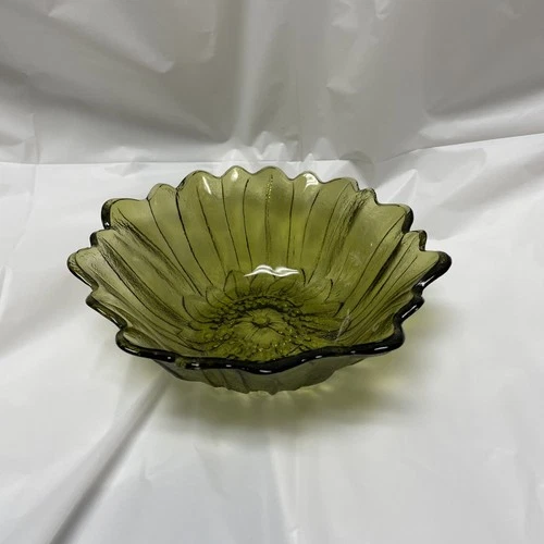Vintage Sunflower Bowl Indiana Glass Green Depression Candy Dish