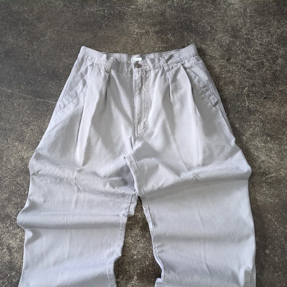 Pantalones chinos plisados vintage Brittania 32x34 bronceados reserva sueltos Y2K minimalistas Foto 2 de 4