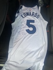 Edwards Minnesota Timberwolves Autographed White Jersey Basketball Original
