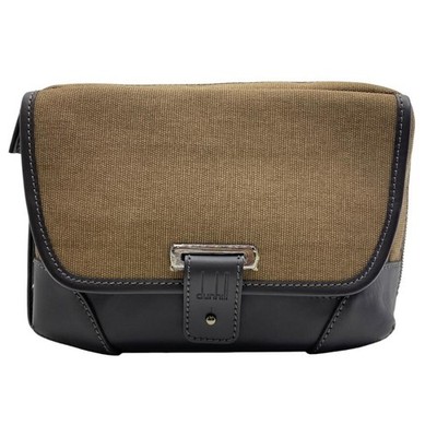Dunhill braune Canvas Leder Clutch Tasche zweite Tasche Box Etui authentisch