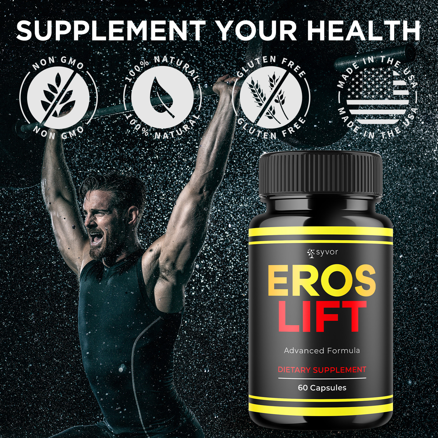 (2 Pack) Eros Lift Advanced Male Pills Formula ErosLift Supplement 120 Capsules