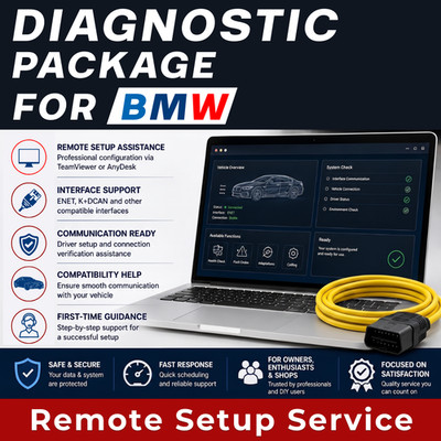 Pro Remote Setup Service for BMW Diagnostic Laptop | ICOM ENET & K+DCAN support