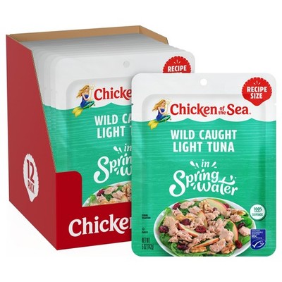 Wild Caught Light Tuna in Spring Water, 5 Ounce Packets, 12-Count   High Prot...