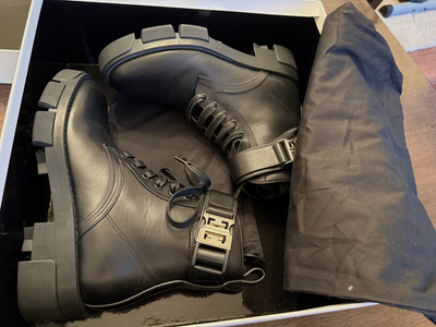 NEW Givenchy Terra 4G Buckle Combat Boot Size 36EU Lug Sole Black