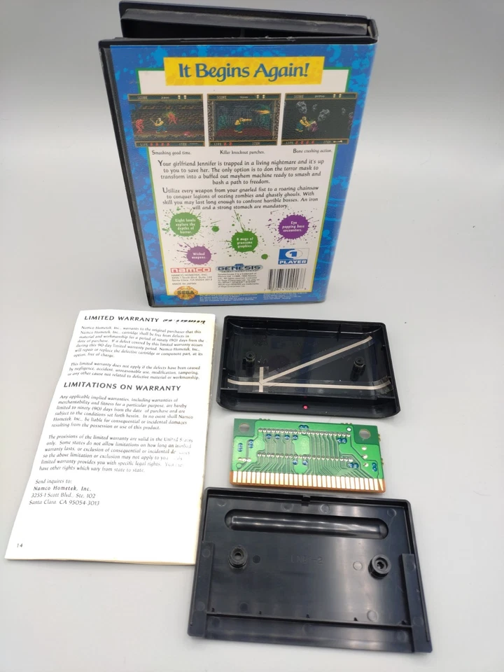 Splatterhouse 2 (Sega Genesis, 1992) CIB w/Manual Tested/Working!! - Image 2 of 2