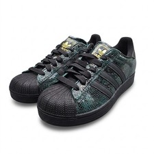 Nuevo Adidas Superstar II Mujer Talla 8 Verde Negro Piel de Serpiente Dorado Nuevo en Caja