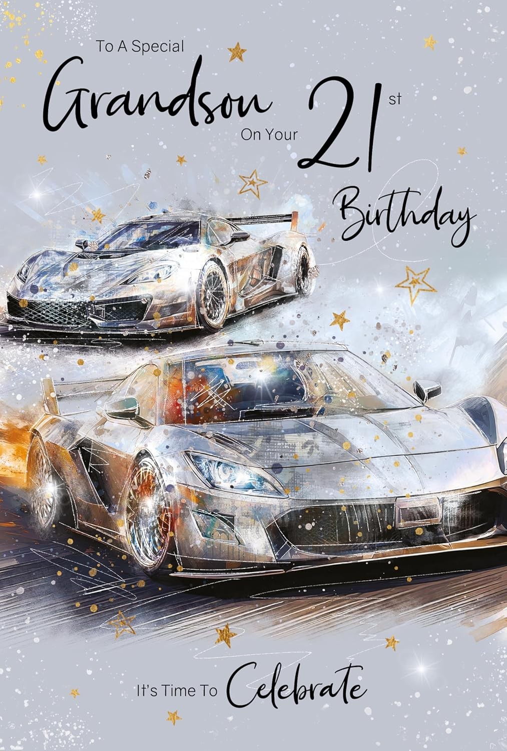 21st Birthday Card Grandson - Male Foil Finish Cherry Orchard 6"" x 9""