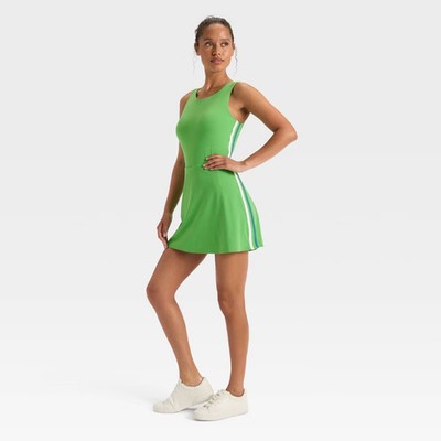 Women's Knit Sporty Contrast Active Dress - JoyLab Bright Green L