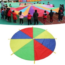 Kids Parachute Exercise Toy 4 Colors 8 Handles Promote Cooperation Multicolored