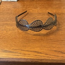 Leaf Design Headband Black Metal Women