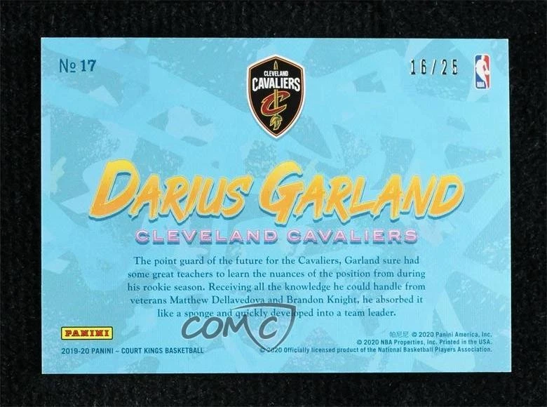 2019 Panini Court Kings Apprentice Artists Sapphire /25 Darius Garland Rookie RC - Image 2 of 2